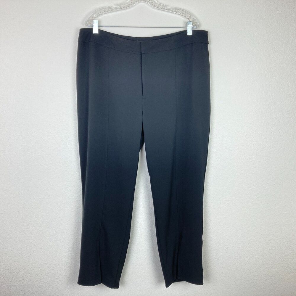 Something Navy Black Split Hem Dress Pants Trousers Size 18 Stretch Office